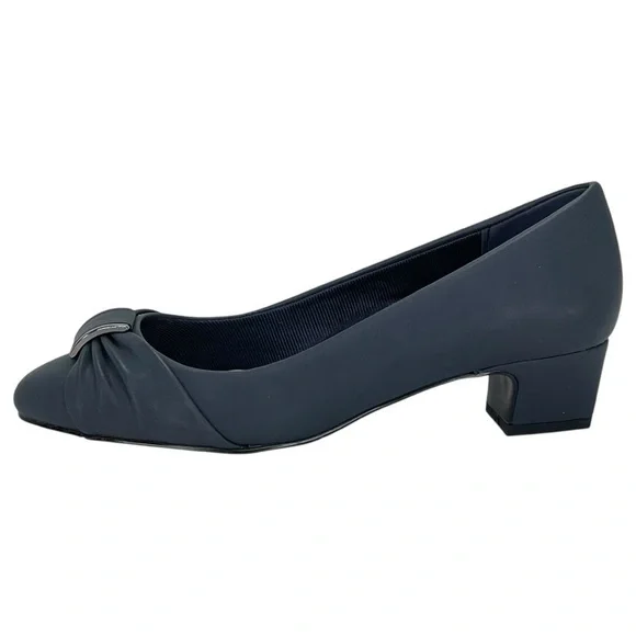 Easy Street Eloise Navy Faux Leather Womens Pumps Size 6W - Picture 3 of 11